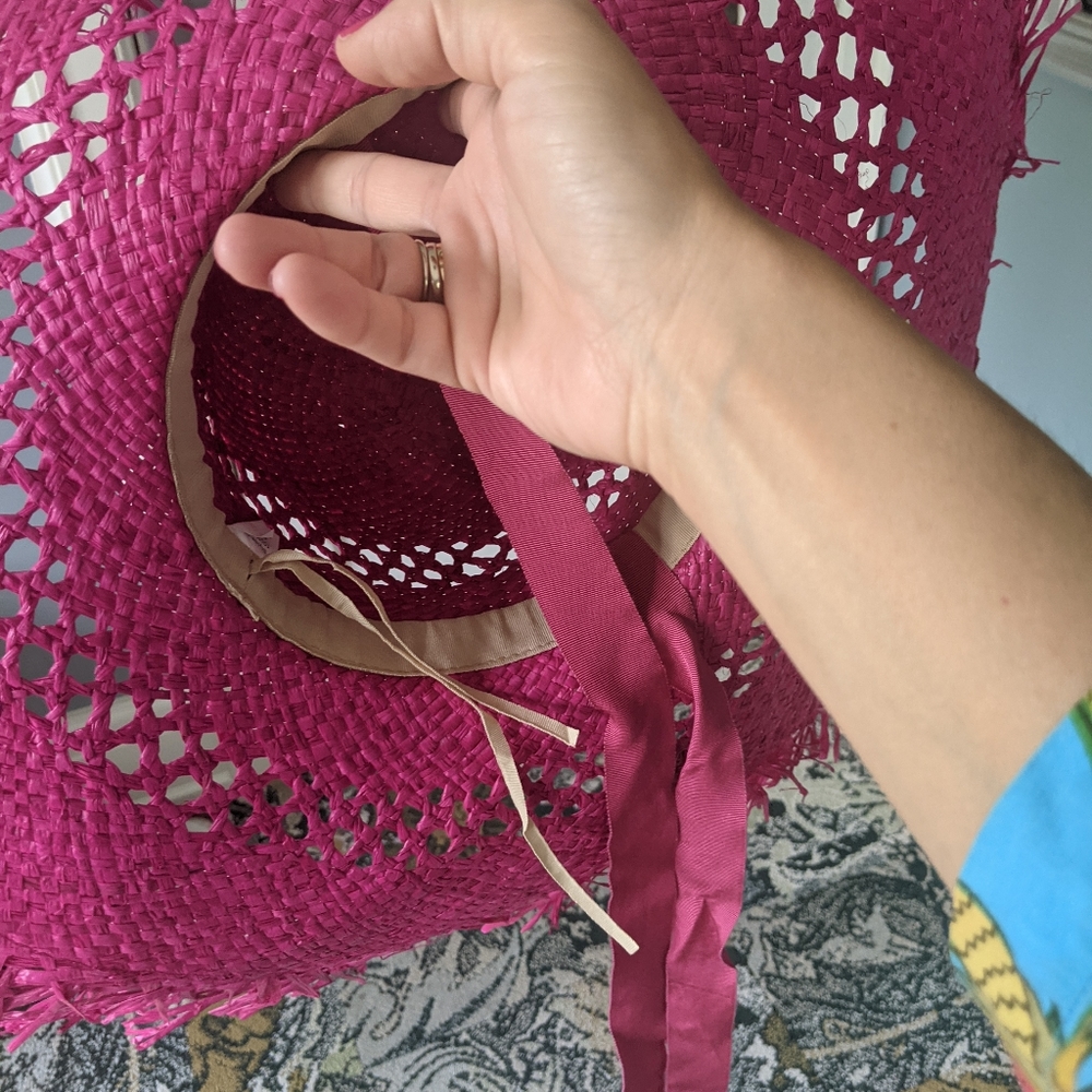 Fuschia Raffia Hat - Picture 3 of 3
